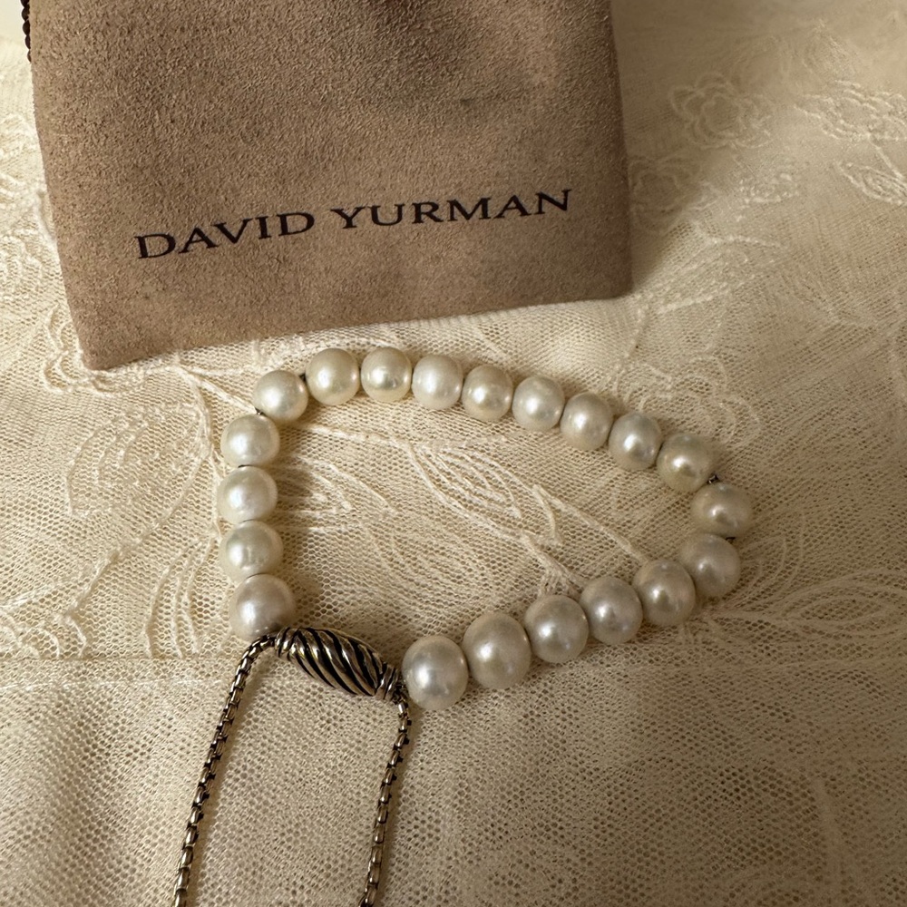 David Yurman Pearl Bracelet in sterling silver adjustable